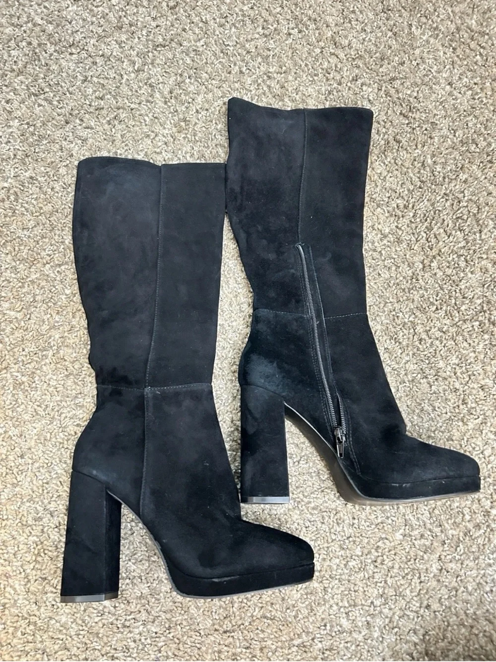 Steve Madden Black Suede Over-the-Knee Block Heel Boots
